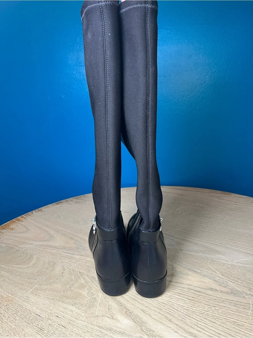 Michael Kors Hamilton Classic Black Leather Knee High Riding Boots Womens Size 7